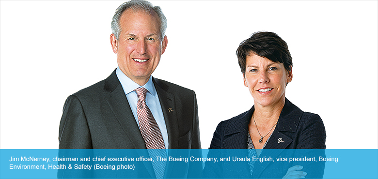 Jim McNerney, chairman and chief executive officer, The Boeing Company, and Ursula English, vice president, Boeing Environment, Health and Safety 